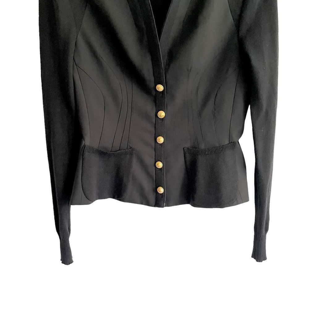 BALENCIAGA Paris Tailored Button Front Blazer Jacket Wool Silk Black 38 - Picture 3 of 10